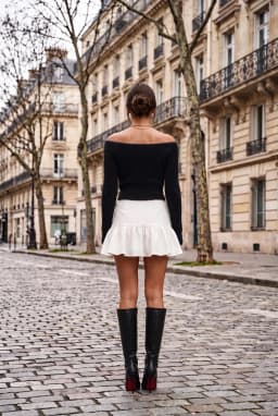 Maglione in Maglia Peloso Nero Vestibilità Slim Spalle Scoperte