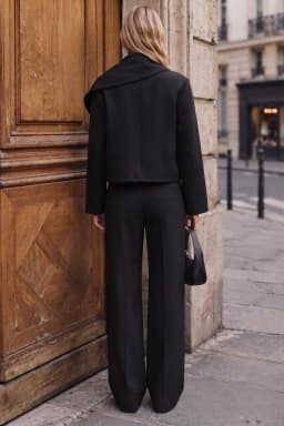 Black High Neck Buttoned Cape Jacket
