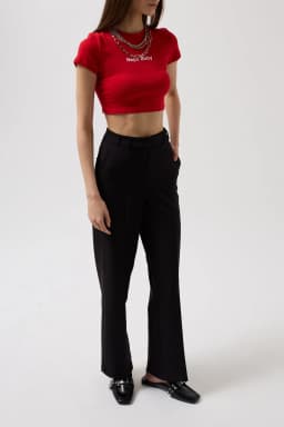 Black High-Waisted Straight Leg Tailored Trousers