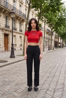 Black High-Waisted Straight Leg Tailored Trousers