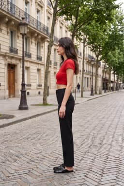Black High-Waisted Straight Leg Tailored Trousers
