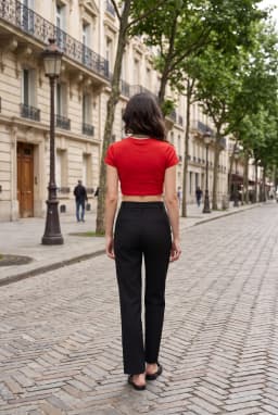 Black High-Waisted Straight Leg Tailored Trousers