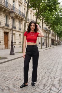 Black High-Waisted Straight Leg Tailored Trousers