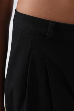 Black Tailored Double Pleated Wide Leg Trousers for Women