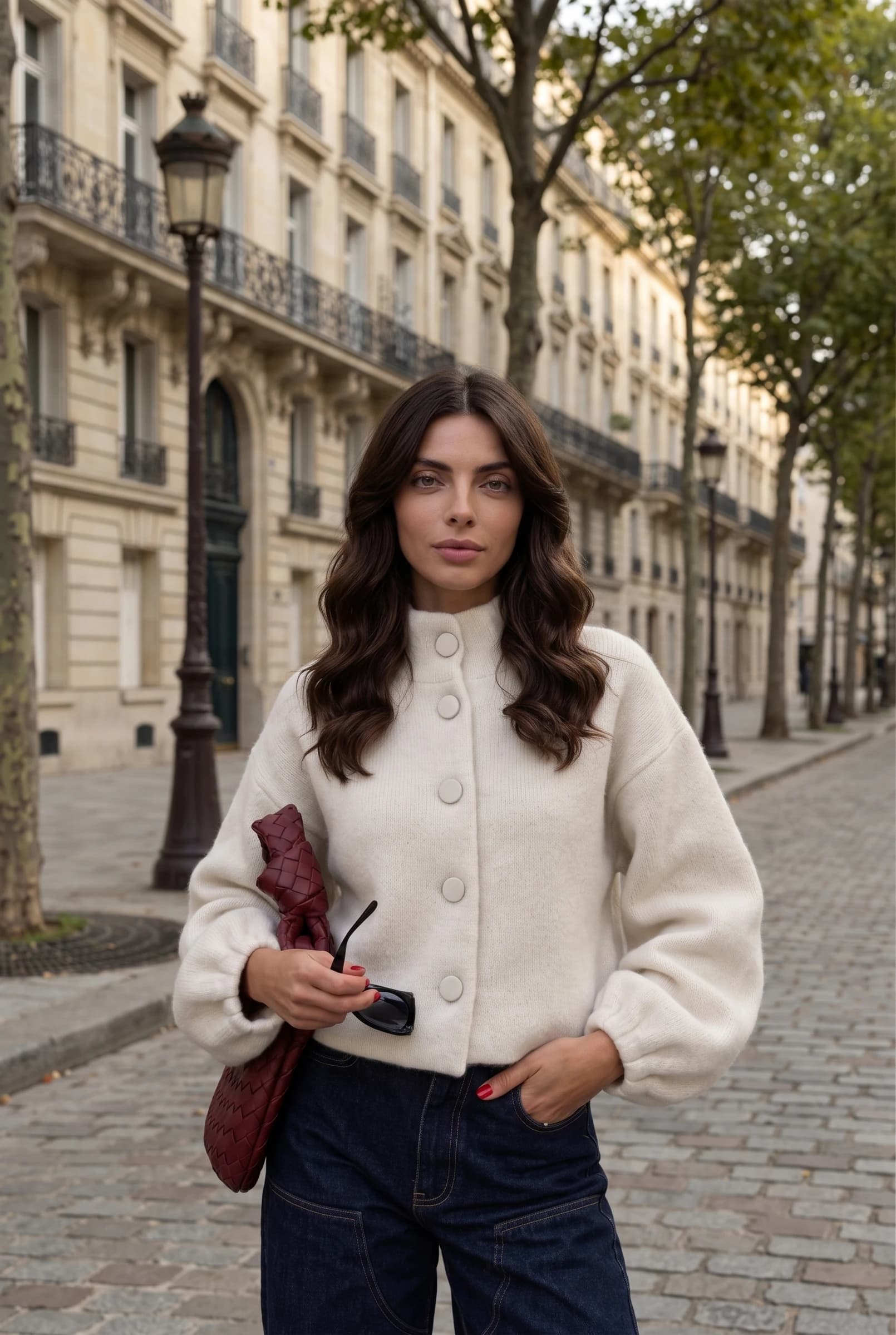 Cardigan in Maglia con Bottoni Pietra