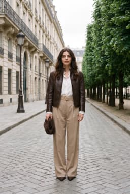High Waist Pleated Wide Leg Trousers Taupe
