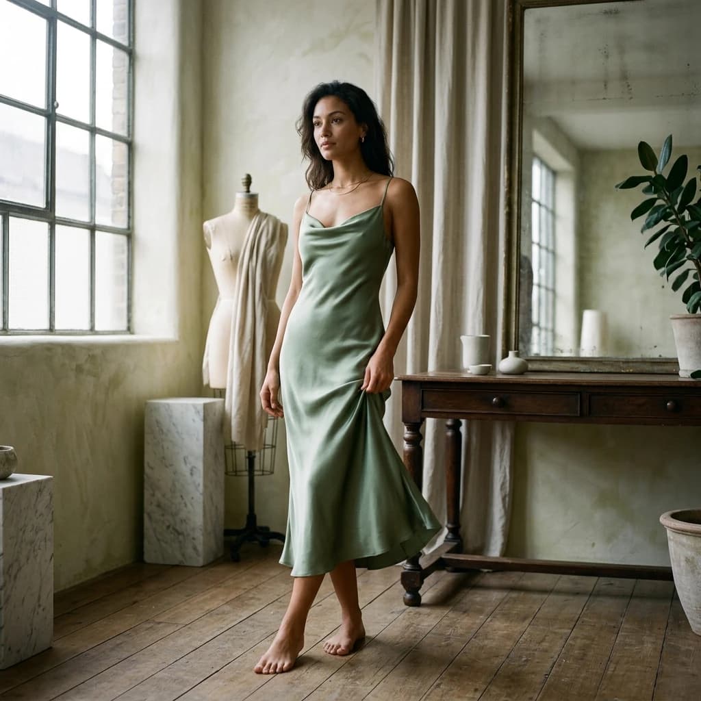 Silk Midi Dress