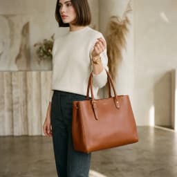 Leather Tote in Sand