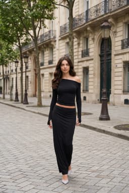 Asymmetrische langärmelige One-Shoulder Drapierte Bluse Schwarz