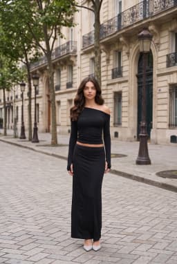 Asymmetrische langärmelige One-Shoulder Drapierte Bluse Schwarz
