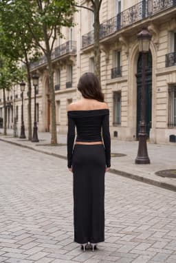 Asymmetrische langärmelige One-Shoulder Drapierte Bluse Schwarz