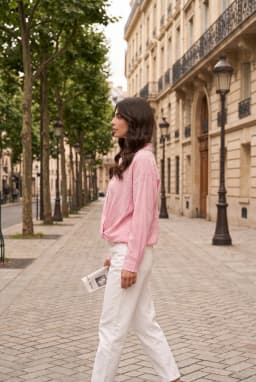 Pink Modal Shirt with Gathered Hem — Pink