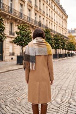 Cachecol Xadrez Macio com Franjas Cachecol de Inverno — Amarelo - Cinza