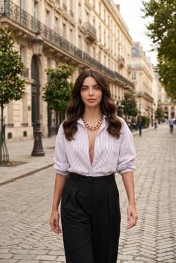 Striped Cotton Button Down Shirt with Pocket