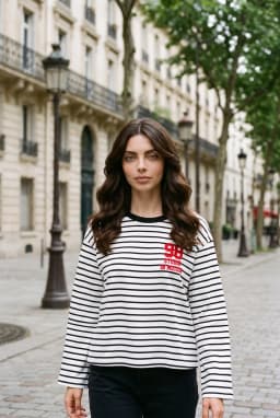 Sweatshirt Riscas Com Estampado Gráfico Manga Longa — Preto