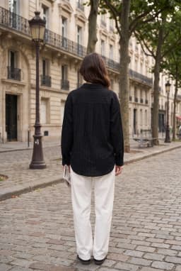 Striped Oversize Modal Shirt Black — Black