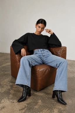 White Cropped Crewneck Sweatshirt