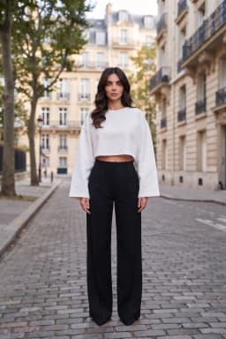White Cropped Crewneck Sweatshirt