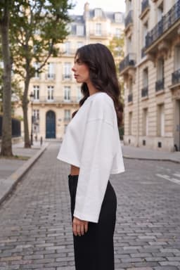 White Cropped Crewneck Sweatshirt