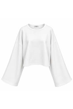 White Cropped Crewneck Sweatshirt