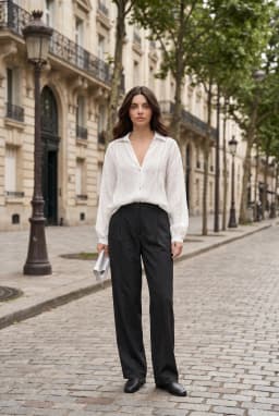 White Modal Shirt with Striped Detail — White