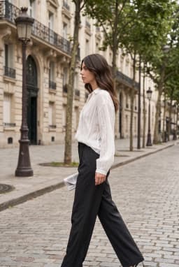 White Modal Shirt with Striped Detail — White