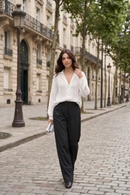 White Modal Shirt with Striped Detail — White