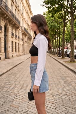 Mini-jupe en jean bleu clair 100 % coton avec poches pour femme