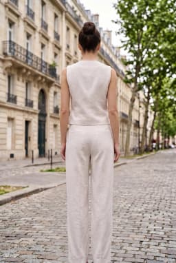 Dames Asymmetrisch Overslag Gilet van Katoen Beige
