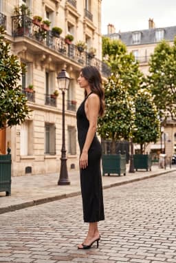 Vestito Copricostume Pareo Nero da Donna con Scollo all'Americana e Spacco
