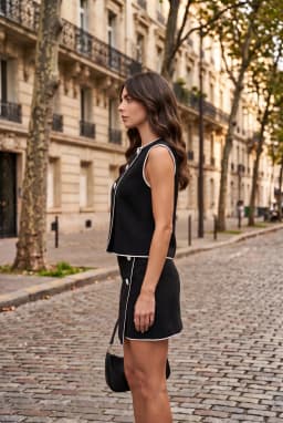 Women's Black Knit 2-Piece Skirt & Sleeveless Top Co-ord Set — Black