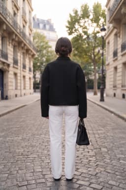 Women's Black Oversize Wool Jacket Stand Collar Snap Button Coat