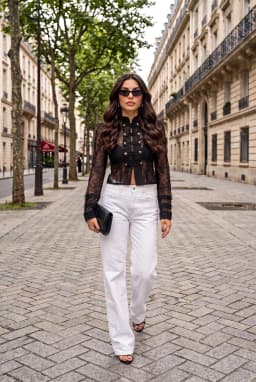 Chaqueta de Encaje Guipur Transparente Negra Manga Larga