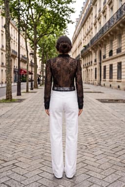 Chaqueta de Encaje Guipur Transparente Negra Manga Larga
