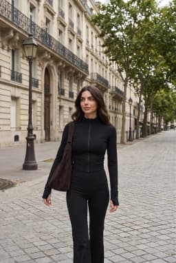 Completo Donna Due Pezzi Pantaloni e Blusa Nera con Dettaglio Zip