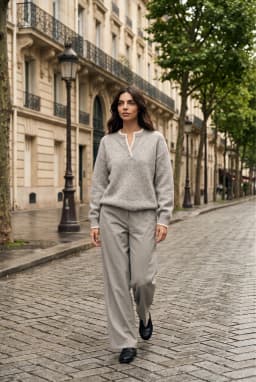 Women's Button-Detail Knit Sweater Grey — Grey