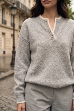 Women's Button-Detail Knit Sweater Grey — Grey