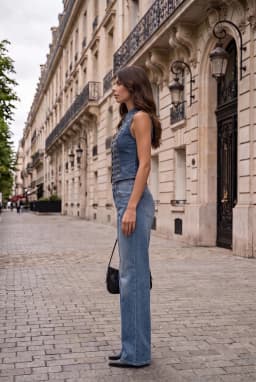 Gilet in Denim da Donna con Bottoni Blu