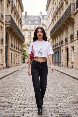 T-shirt Curta Mulher Estampado Corrente Algodão Corte Descontraído — Branco