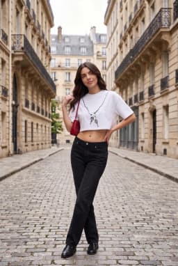 T-shirt Curta Mulher Estampado Corrente Algodão Corte Descontraído — Branco