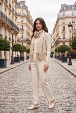Bufanda de Invierno Brillante con Flecos Crudo para Mujer