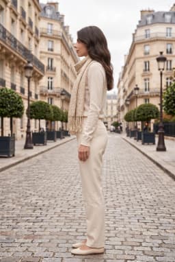 Bufanda de Invierno Brillante con Flecos Crudo para Mujer