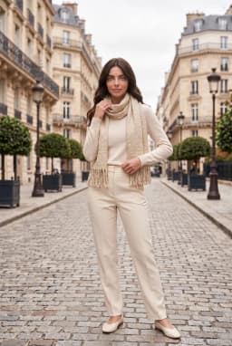 Bufanda de Invierno Brillante con Flecos Crudo para Mujer