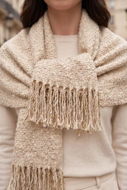 Bufanda de Invierno Brillante con Flecos Crudo para Mujer