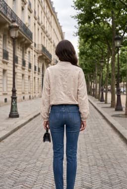 Women's Embroidered Eyelet Shirt Cream Boho Lace Blouse