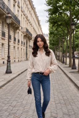 Women's Embroidered Eyelet Shirt Cream Boho Lace Blouse