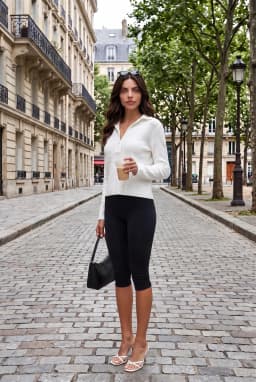 Women's Fitted Zip Polo Blouse Long Sleeve — White