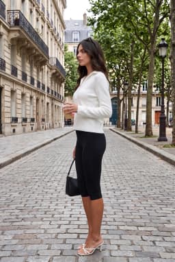 Women's Fitted Zip Polo Blouse Long Sleeve — White