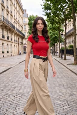 Camiseta Crop con Gráfico para Mujer - Baby Tee Roja con Frase
