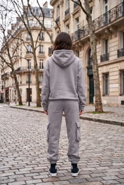 Chándal Cargo Gris Oversize con Capucha para Mujer
